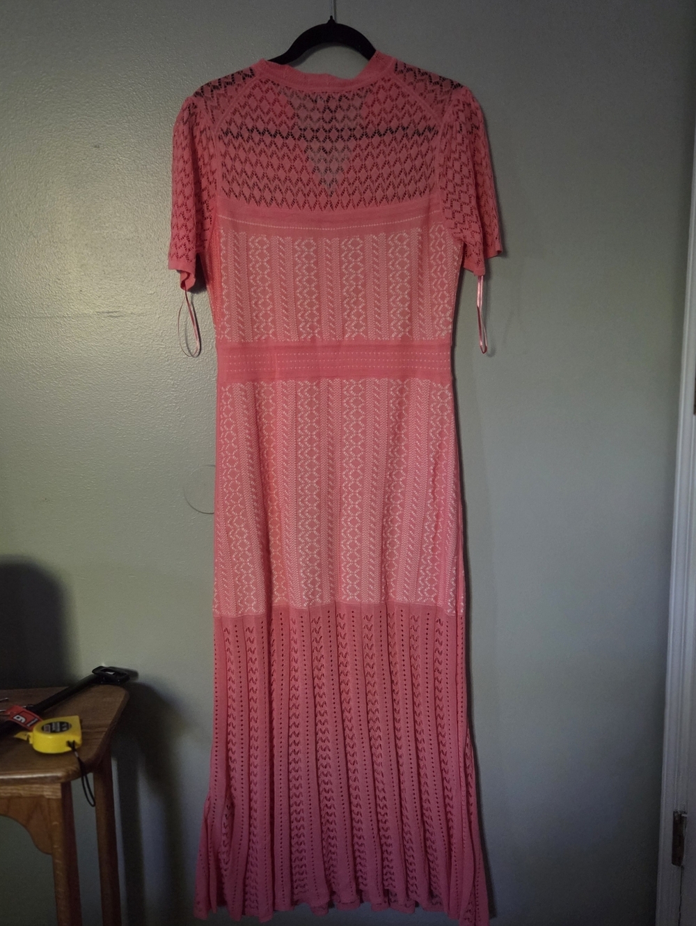 ME+EM Womens Pink Luxury Stich Knit Boho Maxi Dress. Sz 10 Beach Resortwear NWOT - Picture 9 of 12